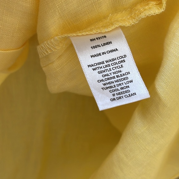 Magashoni 100% Linen Button Down Long Sleeve Women's Sunshine Yellow Blouse Sz S - Picture 9 of 9